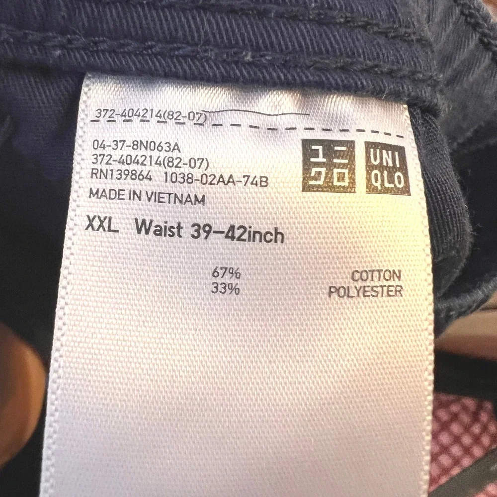Uniqlo Mens XXL Navy Blue Elastic Waist Casual Twill Shorts 404214 39-42 Waist